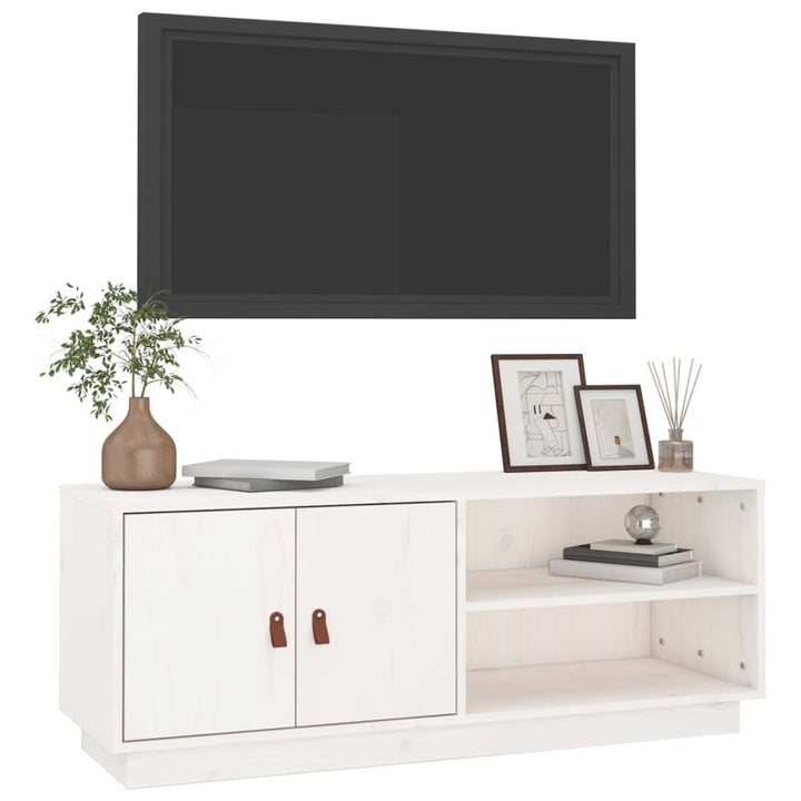 Tv-meubel 105x34x40 cm massief grenenhout wit