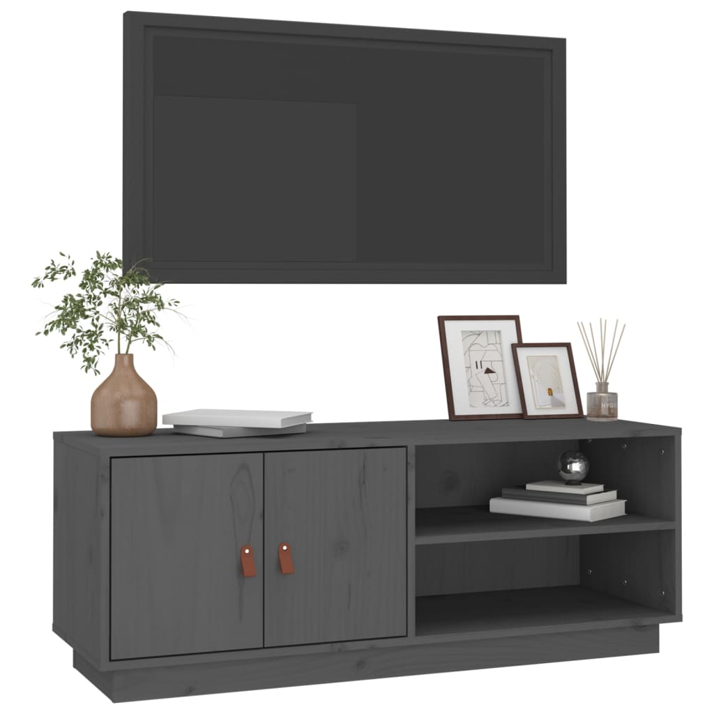 Tv-meubel 105x34x40 cm massief grenenhout grijs