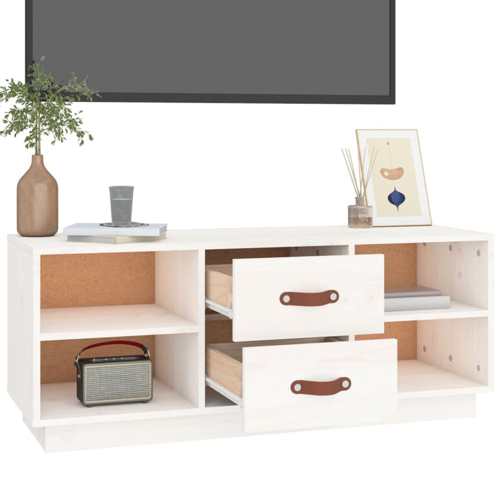 Tv-meubel 100x34x40 cm massief grenenhout wit
