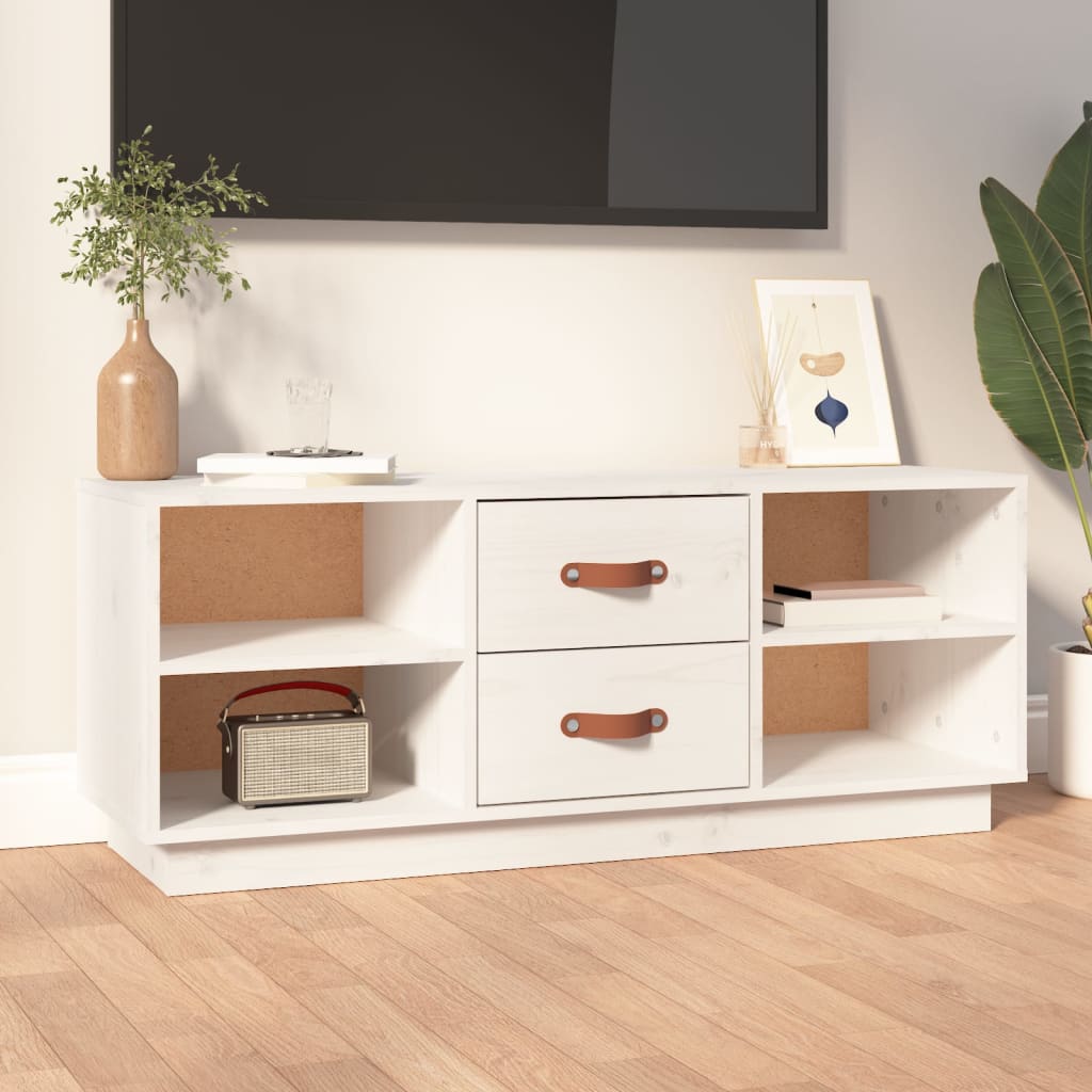 Tv-meubel 100x34x40 cm massief grenenhout wit