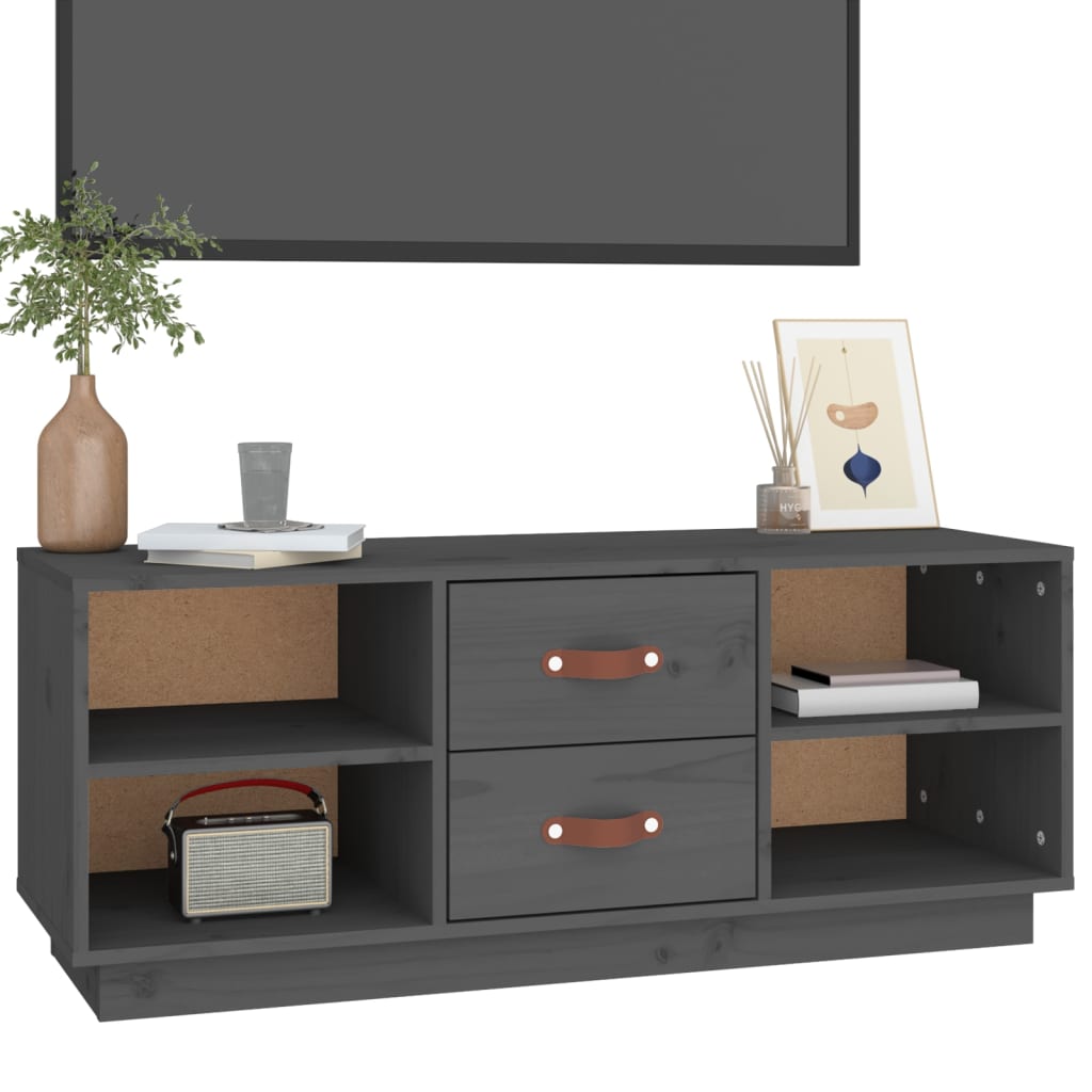 Tv-meubel 100x34x40 cm massief grenenhout grijs