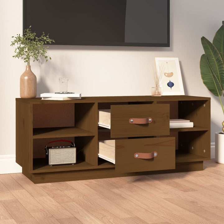Tv-meubel 100x34x40 cm massief grenenhout honingbruin
