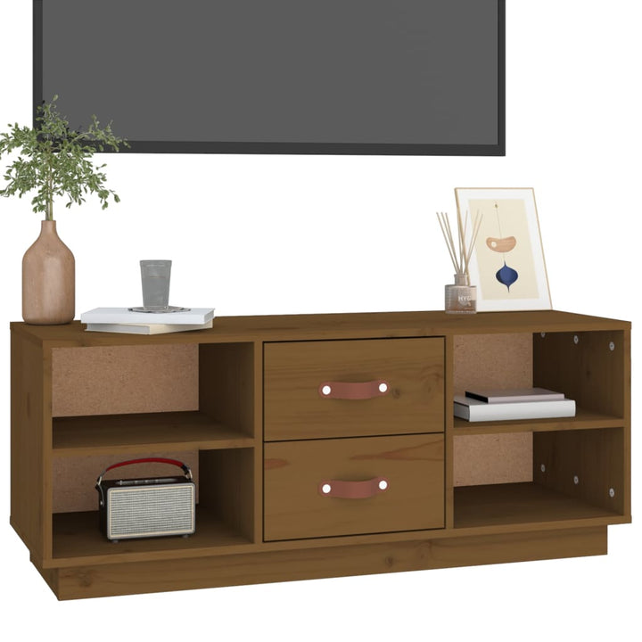 Tv-meubel 100x34x40 cm massief grenenhout honingbruin
