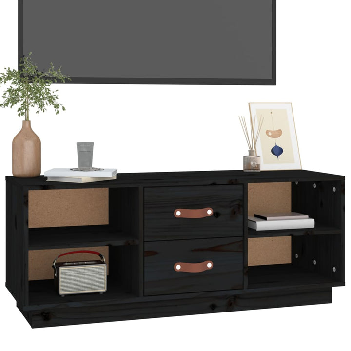 Tv-meubel 100x34x40 cm massief grenenhout zwart