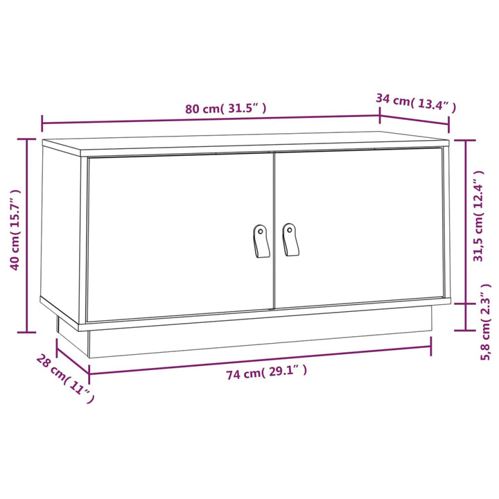 Tv-meubel 80x34x40 cm massief grenenhout grijs