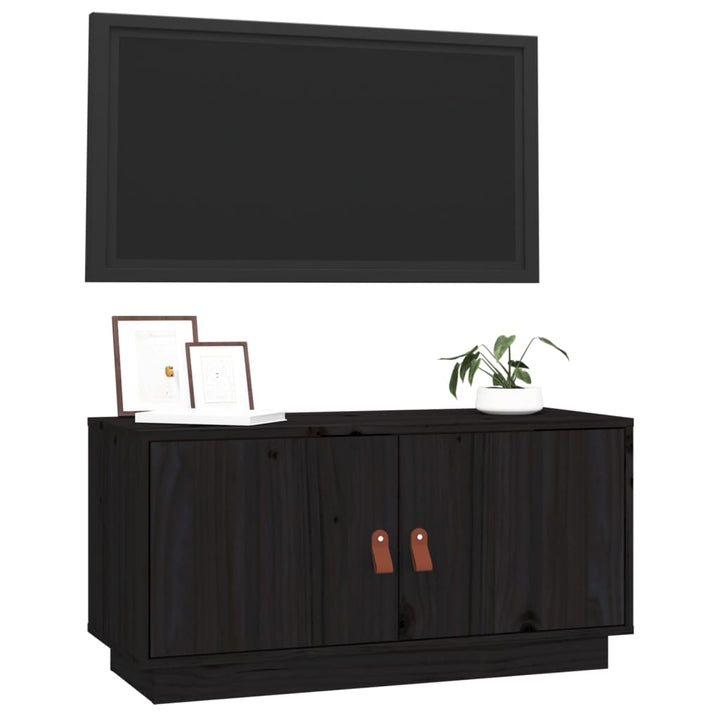 Tv-meubel 80x34x40 cm massief grenenhout zwart