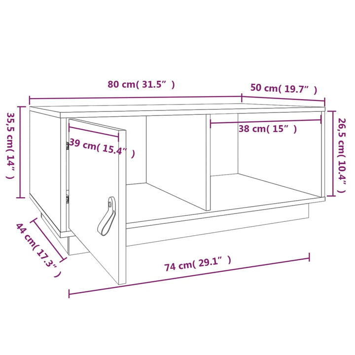 Salontafel 80x50x35,5 cm massief grenenhout zwart