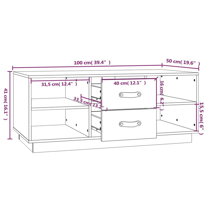 Salontafel 100x50x41 cm massief grenenhout