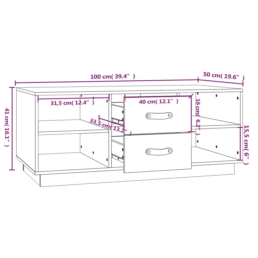 Salontafel 100x50x41 cm massief grenenhout grijs