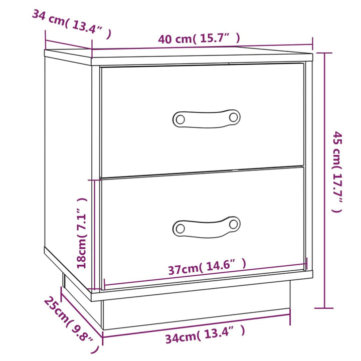 vidaXL  Nachtkastje 40x34x45 cm massief grenenhout wit