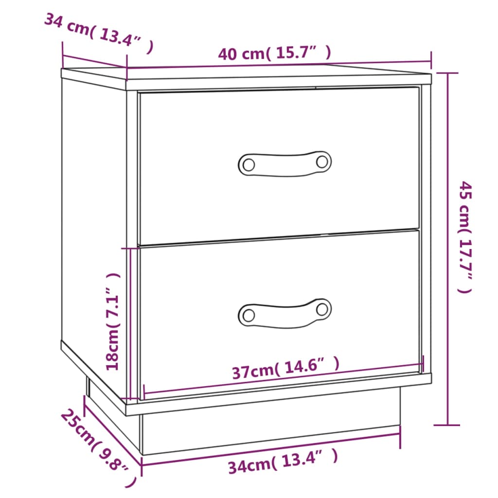 vidaXL  Nachtkastjes 2 st 40x34x45 cm massief grenenhout grijs