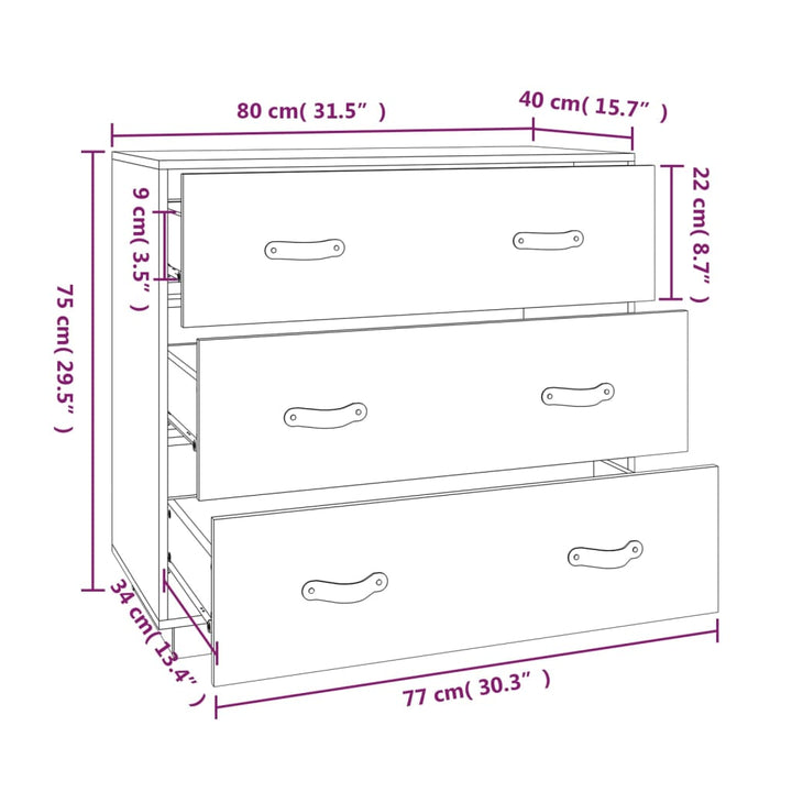 Dressoir 80x40x75 cm massief groenhout