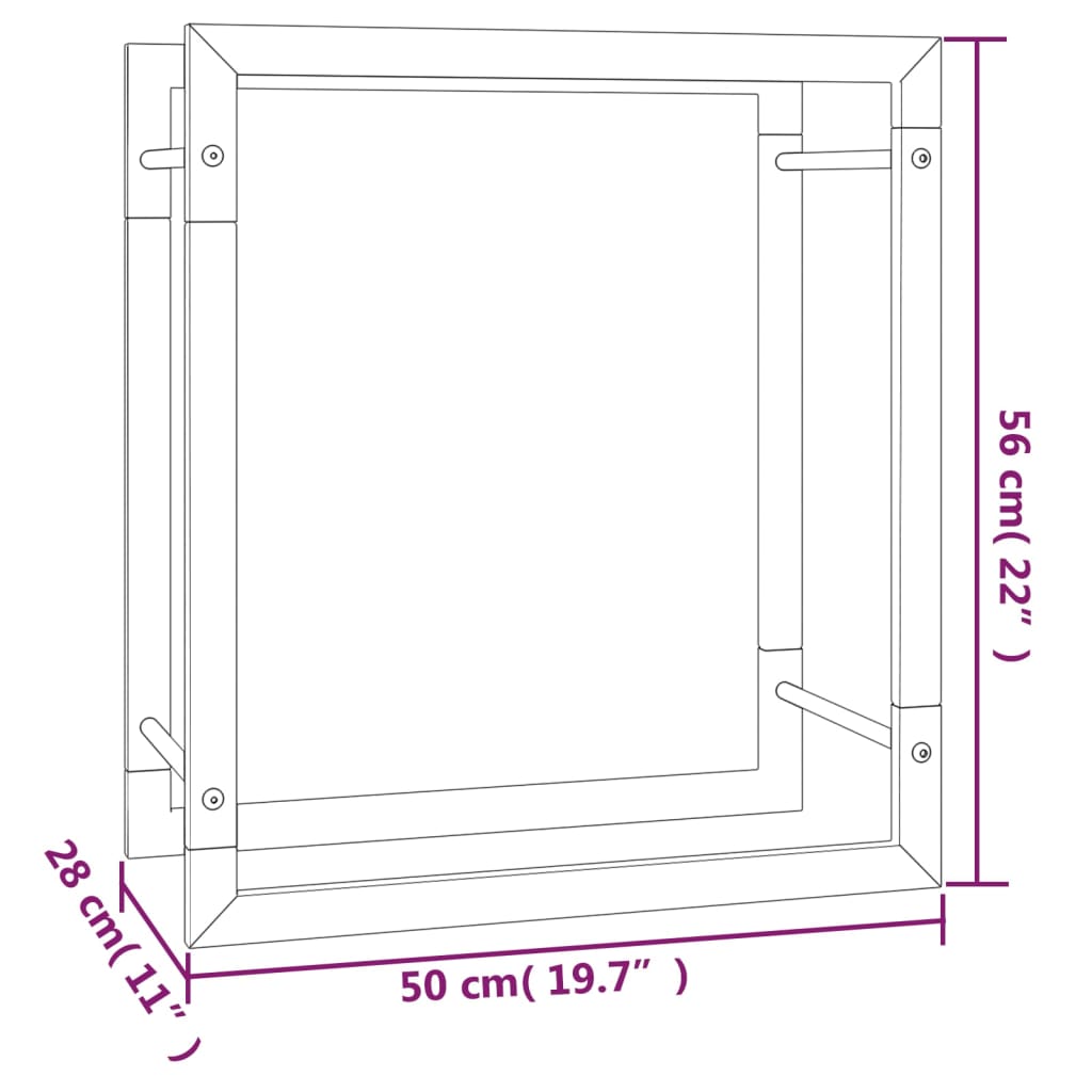 Haardhoutrek 50x28x56 cm staal matzwart