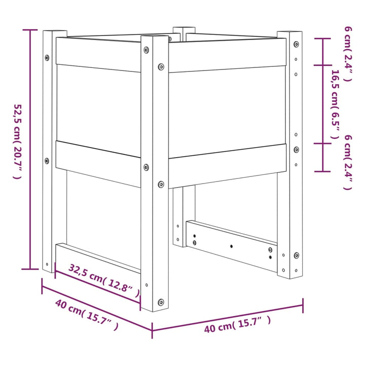 Plantenbakken 2 st 40x40x52,5 cm massief grenenhout honingbruin