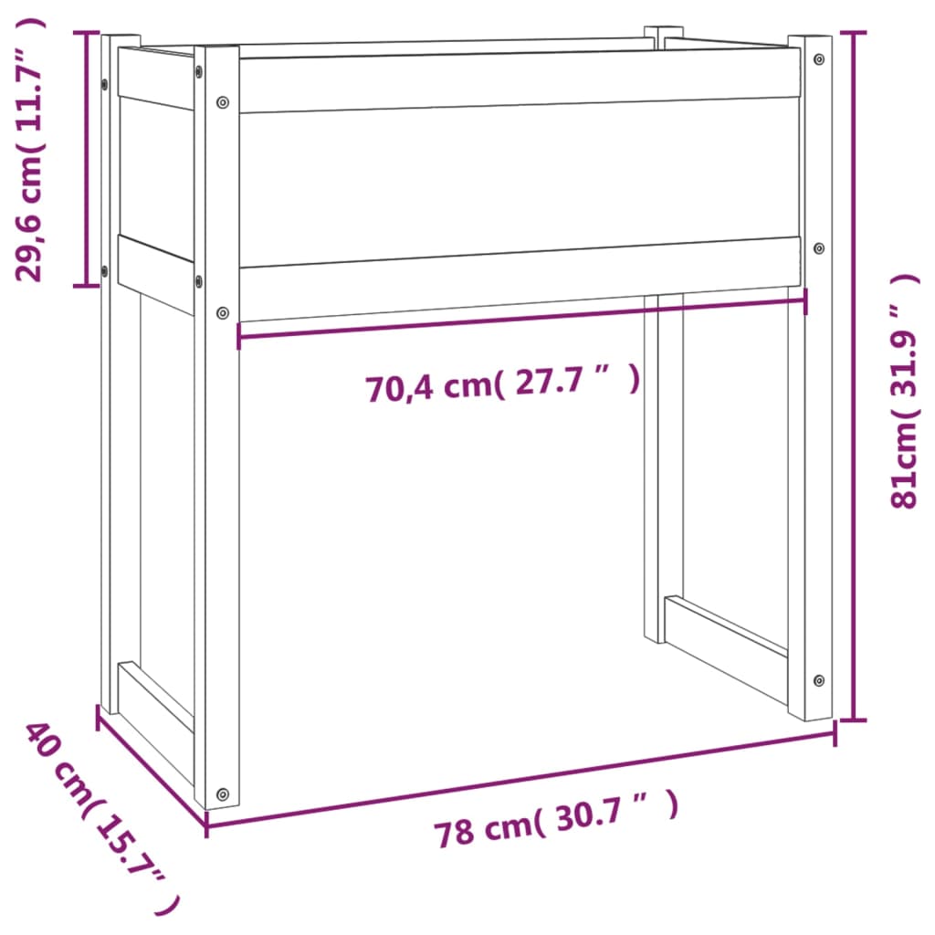 Plantenbak 78x40x81 cm massief grenenhout zwart