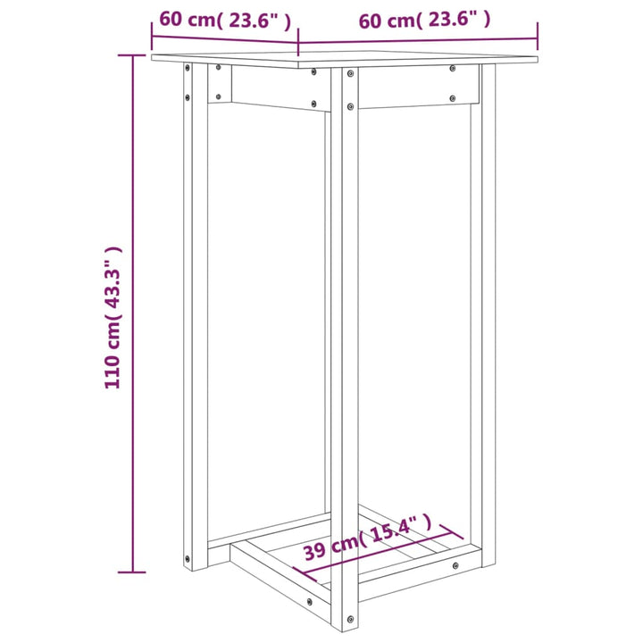 Bartafel 60x60x110 cm massief grenenhout grijs