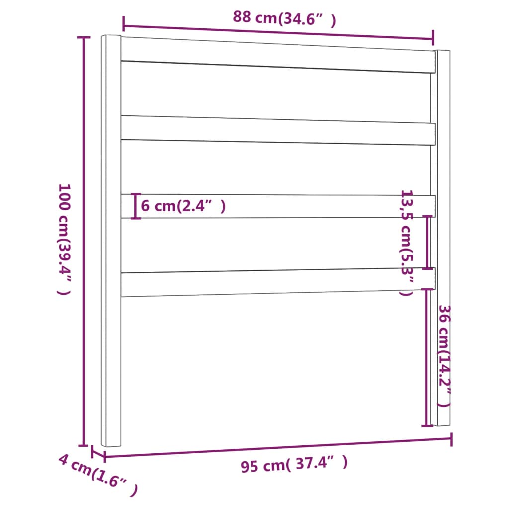 Hoofdbord 95x4x100 cm massief grenenhout