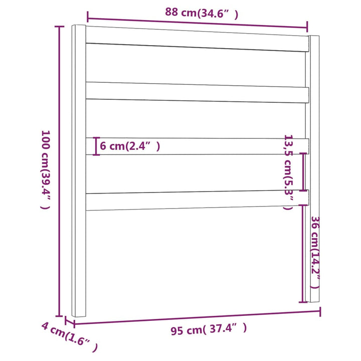 Hoofdbord 95x4x100 cm massief grenenhout zwart