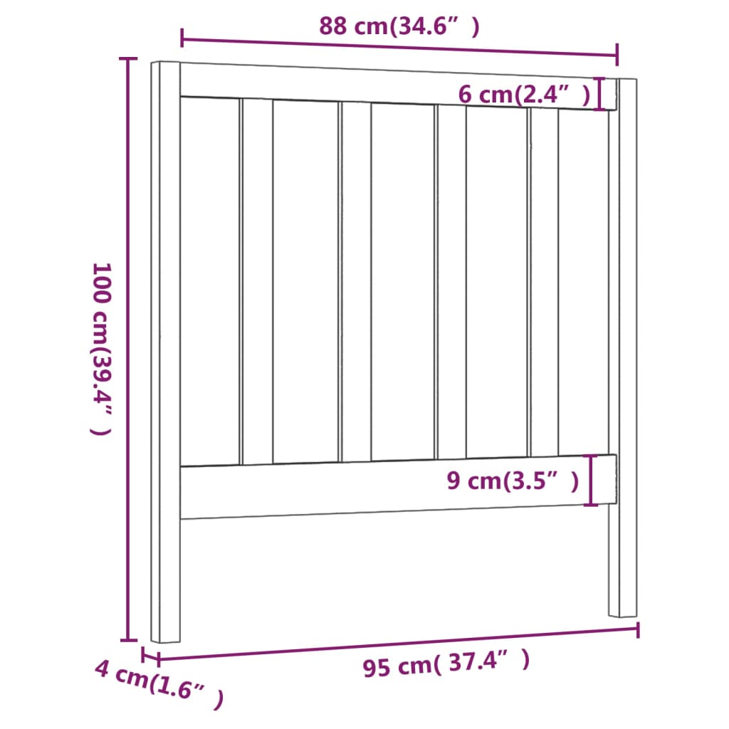 Hoofdbord 95x4x100 cm massief grenenhout