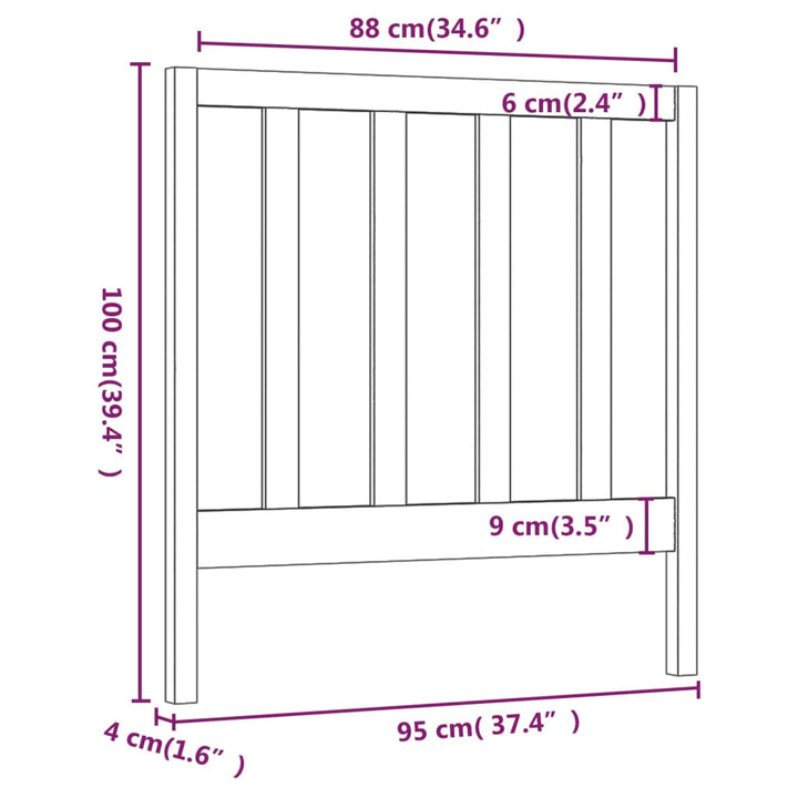 Hoofdbord 95x4x100 cm massief grenenhout wit