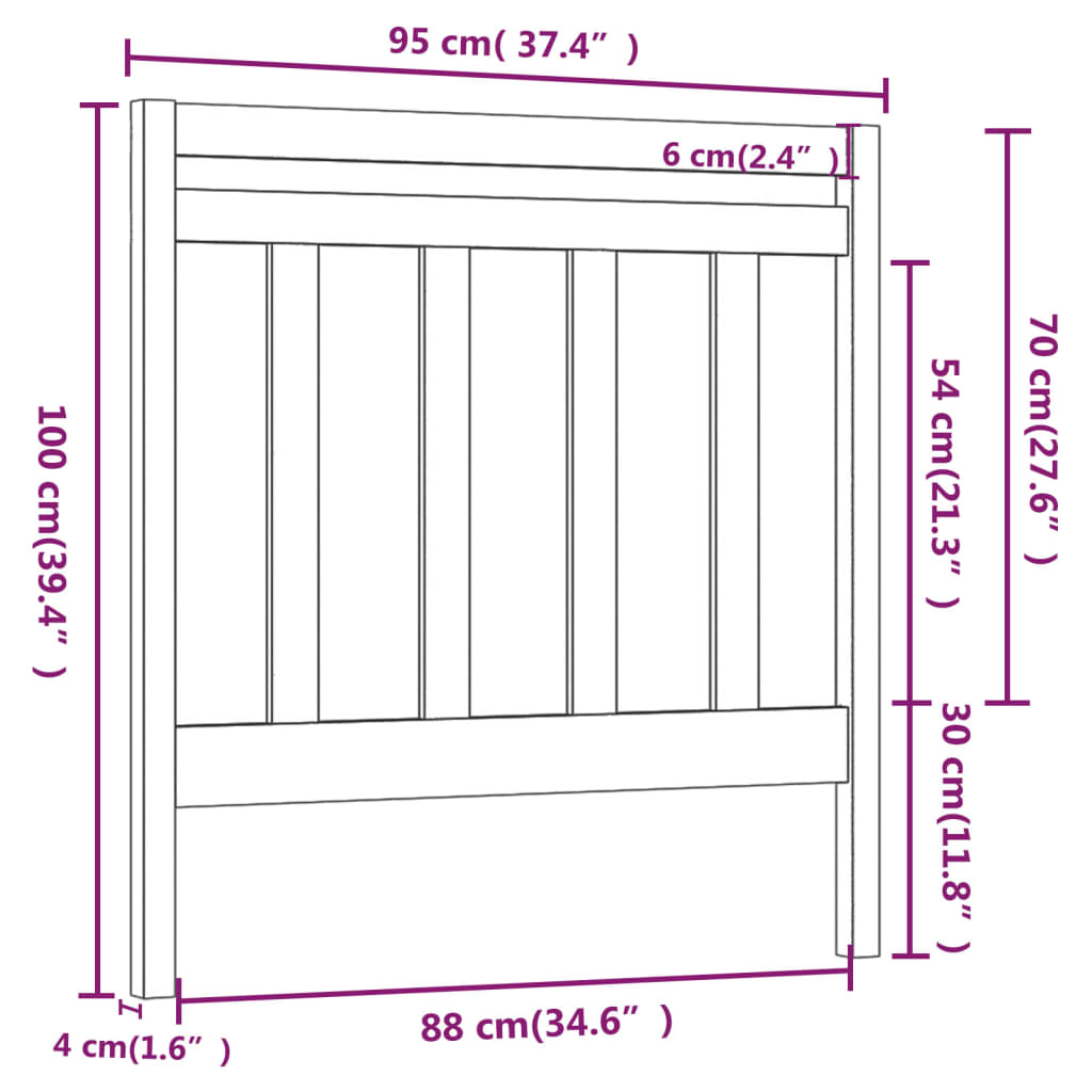 Hoofdbord 95x4x100 cm massief grenenhout