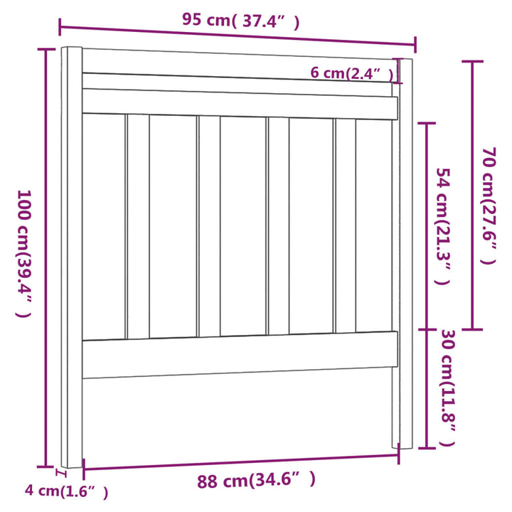 Hoofdbord 95x4x100 cm massief grenenhout