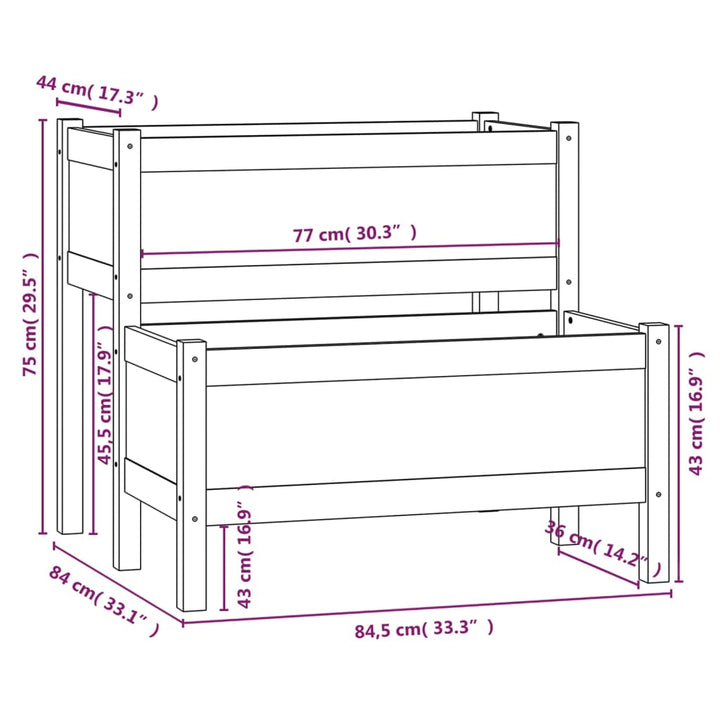 Plantenbak 84,5x84x75 cm massief grenenhout