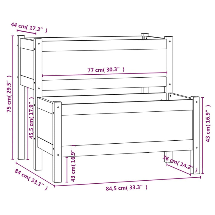 Plantenbak 84,5x84x75 cm massief grenenhout wit