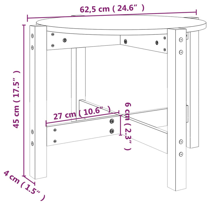 Salontafel ø˜ 62,5x45 cm massief grenenhout zwart