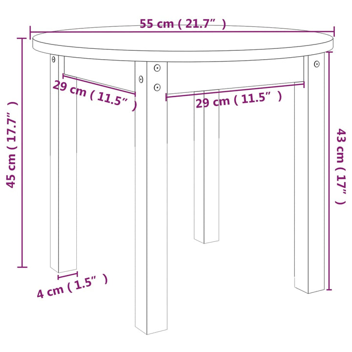 Salontafel ø˜ 55x45 cm massief grenenhout zwart