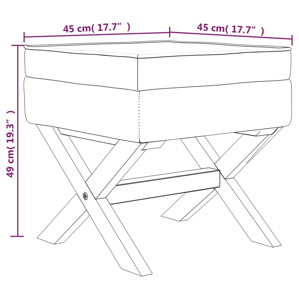 Opbergkruk 45x45x49 cm fluweel lichtgrijs