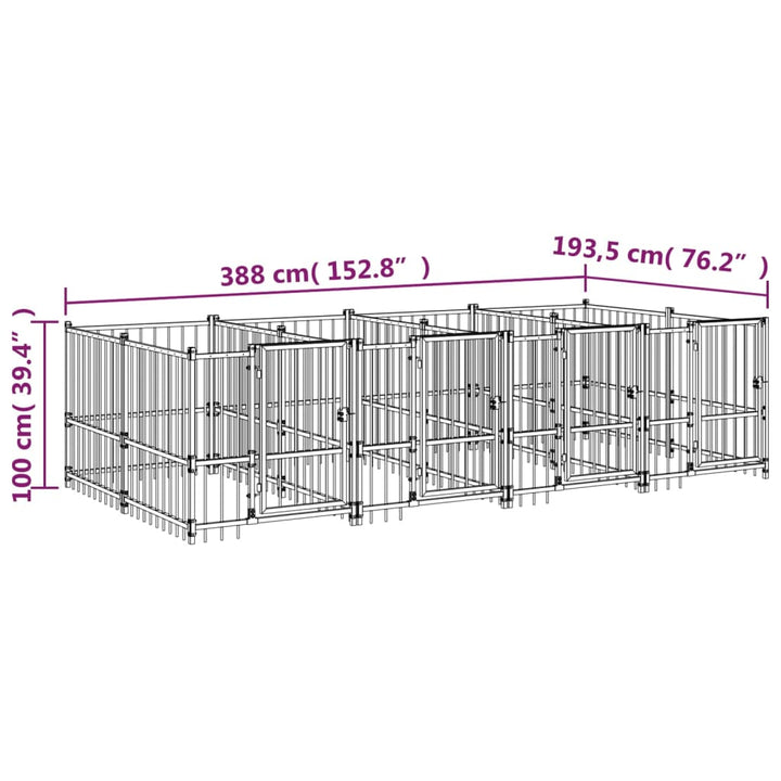Hondenkennel voor buiten 7,51 m² staal