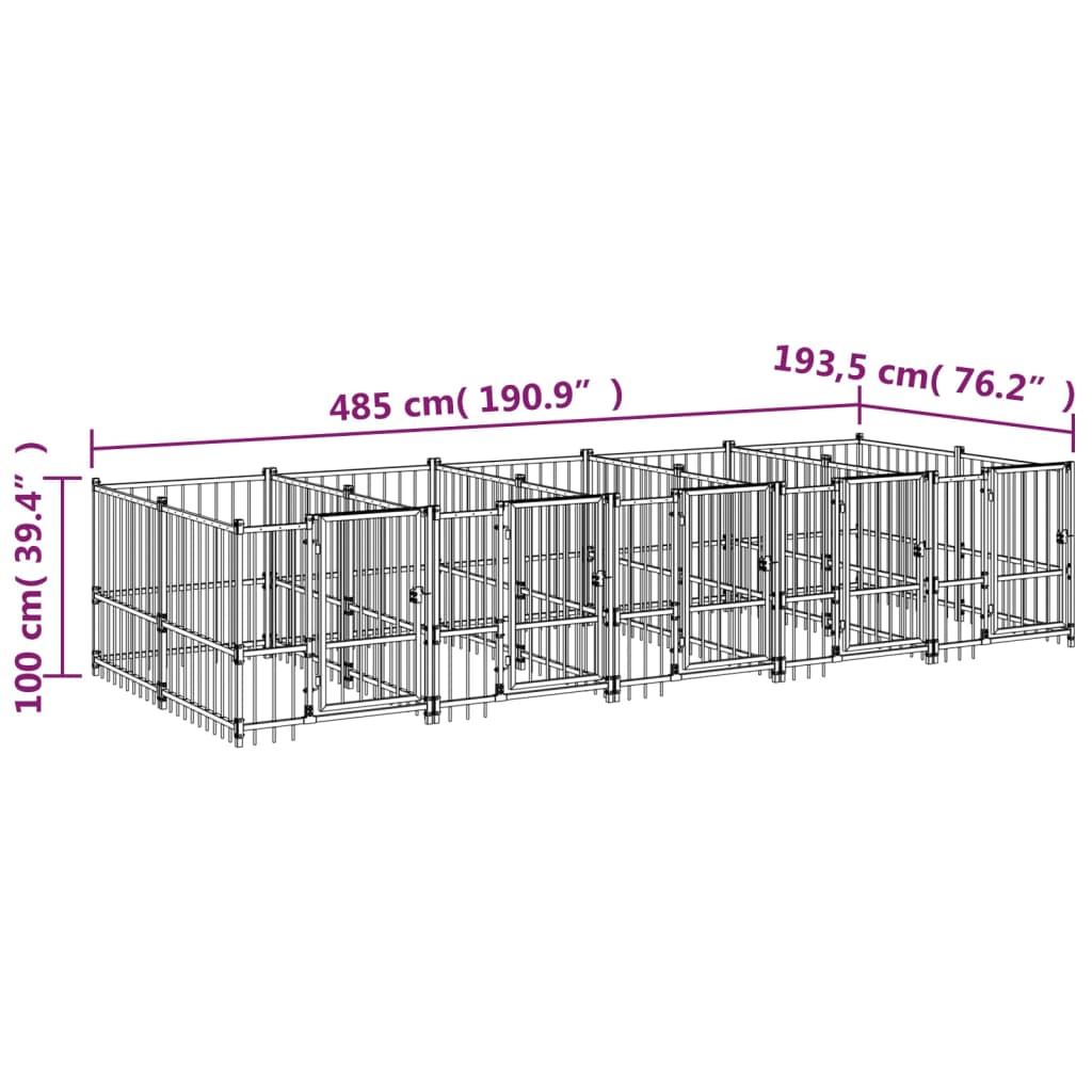 Hondenkenne 9,38 m² staal