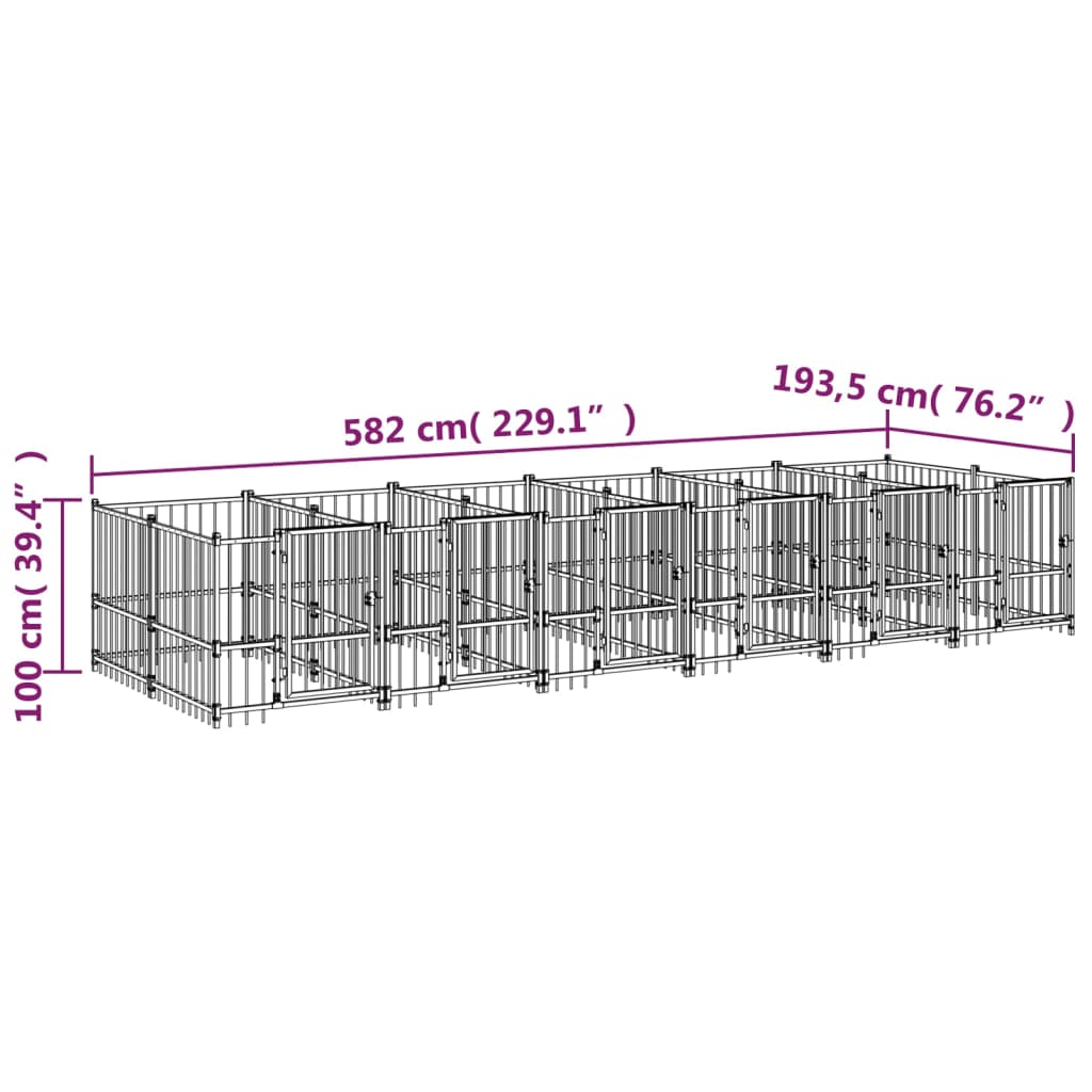 Hondenkennel voor buiten 11,26 m² staal