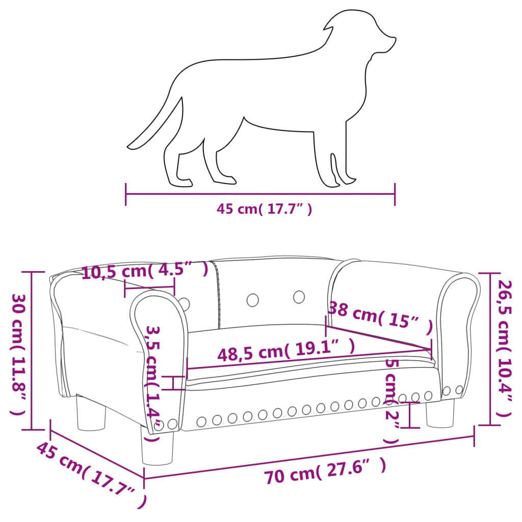 Hondenmand 70x45x30 cm fluweel lichtgrijs