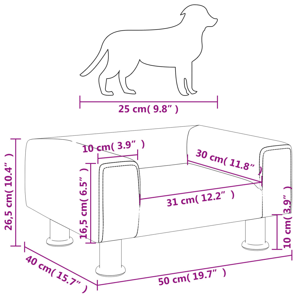 Hondenmand 50x40x26,5 cm fluweel crèmekleurig