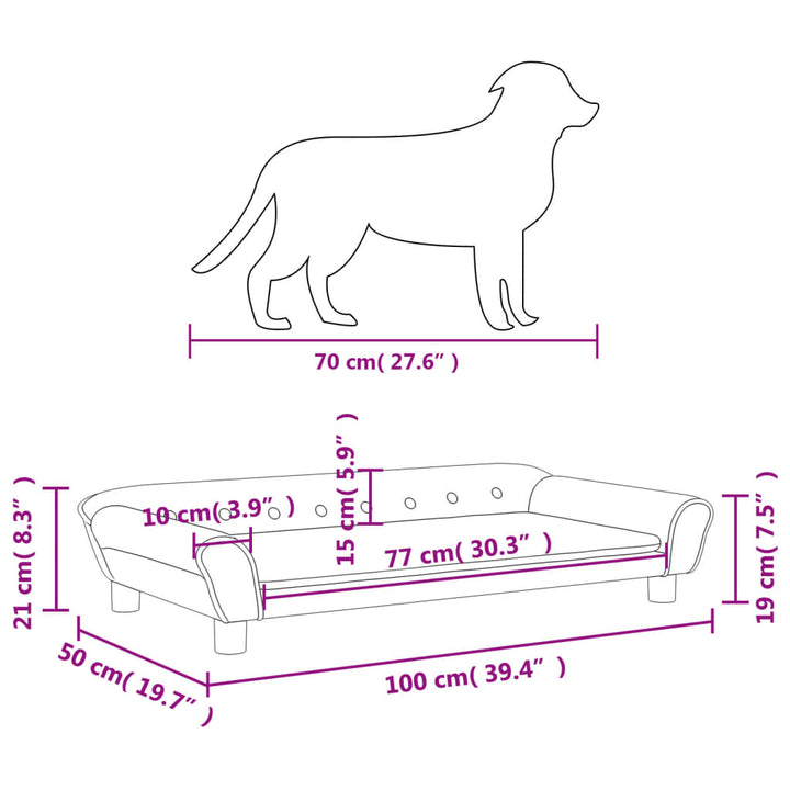 Hondenmand 100x50x21 cm fluweel roze