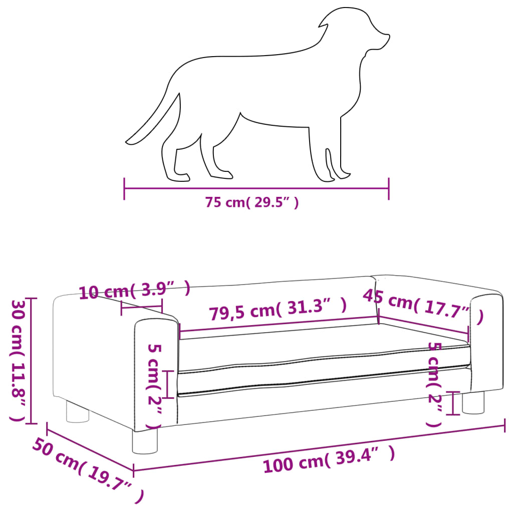 Hondenmand met verlengstuk 100x50x30 cm kunstleer crèmekleurig