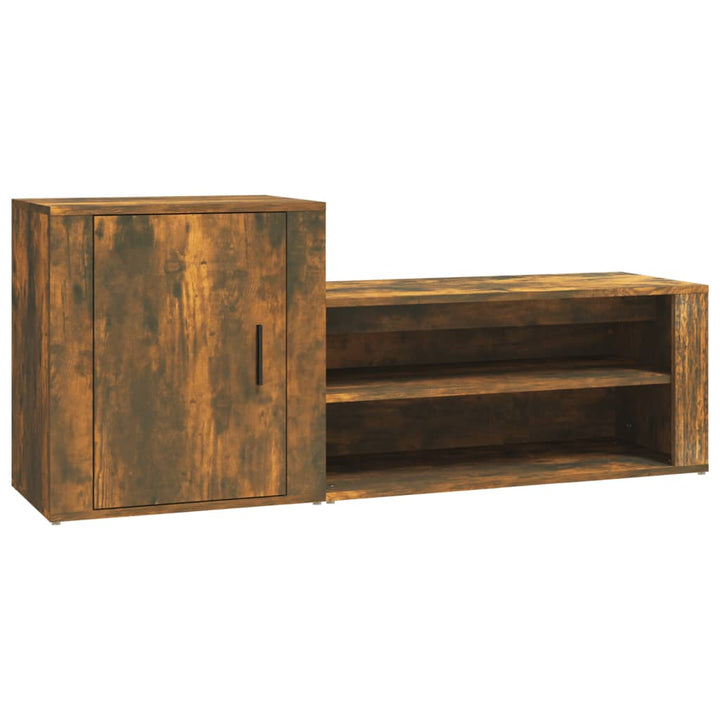 Schoenenkast 130x35x54 cm bewerkt hout gerookt eikenkleurig