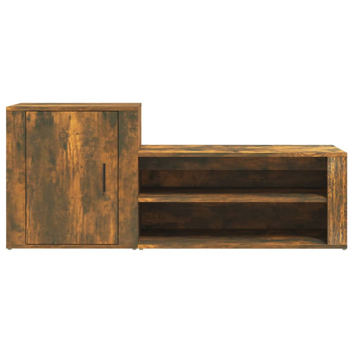 Schoenenkast 130x35x54 cm bewerkt hout gerookt eikenkleurig