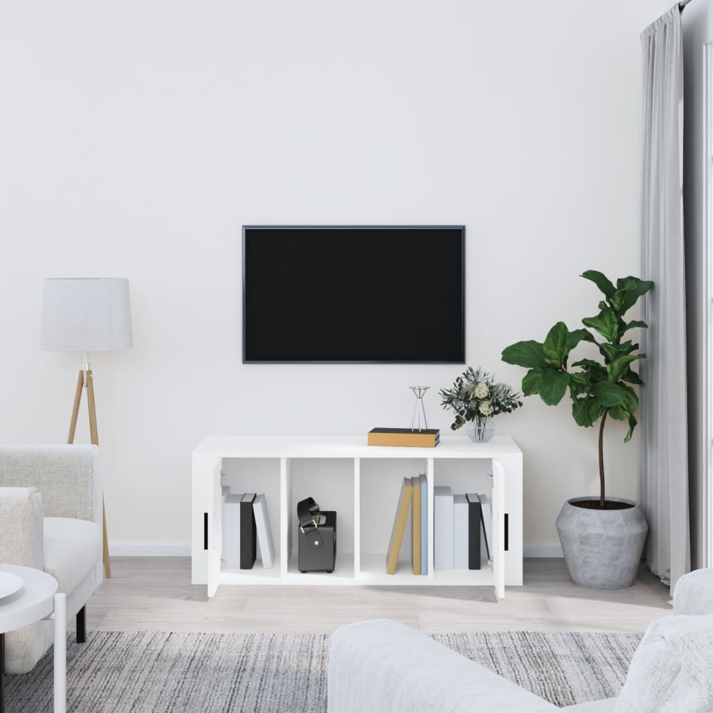 Tv-meubel 100x35x40 cm bewerkt hout wit