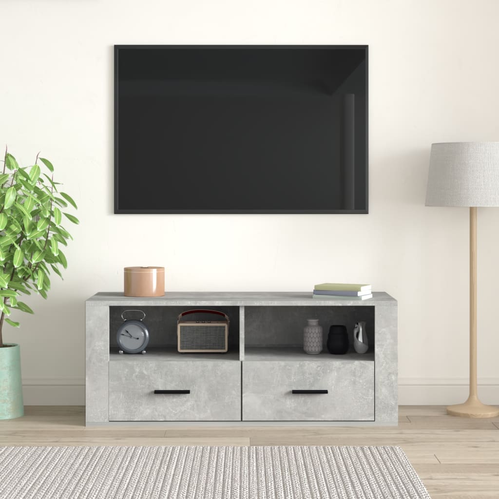 Tv-meubel 100x35x40 cm bewerkt hout betongrijs