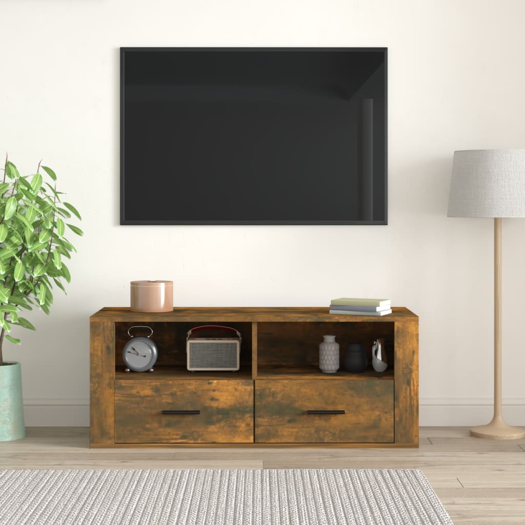 Tv-meubel 100x35x40 cm bewerkt hout gerookt eikenkleurig
