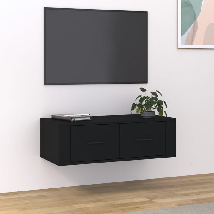 Tv-hangmeubel 80x36x25 cm bewerkt hout zwart