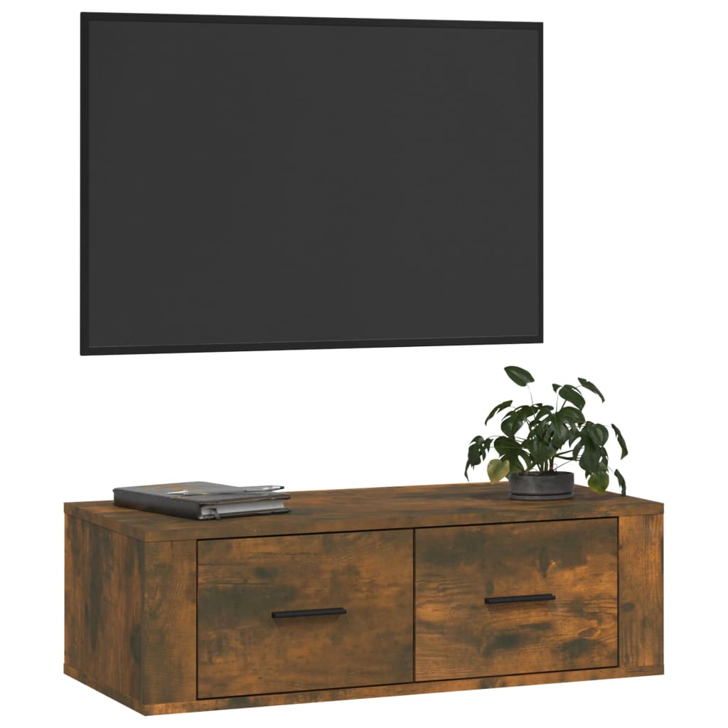 Tv-hangmeubel 80x36x25 cm bewerkt hout gerookt eikenkleurig