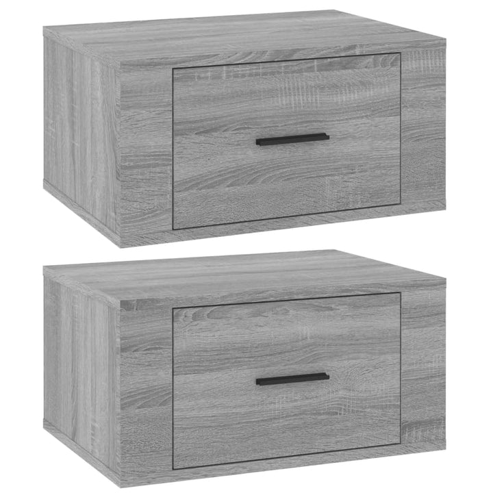 Nachtkastjes 2 st wandgemonteerd 50x36x25 cm grijs sonoma eiken