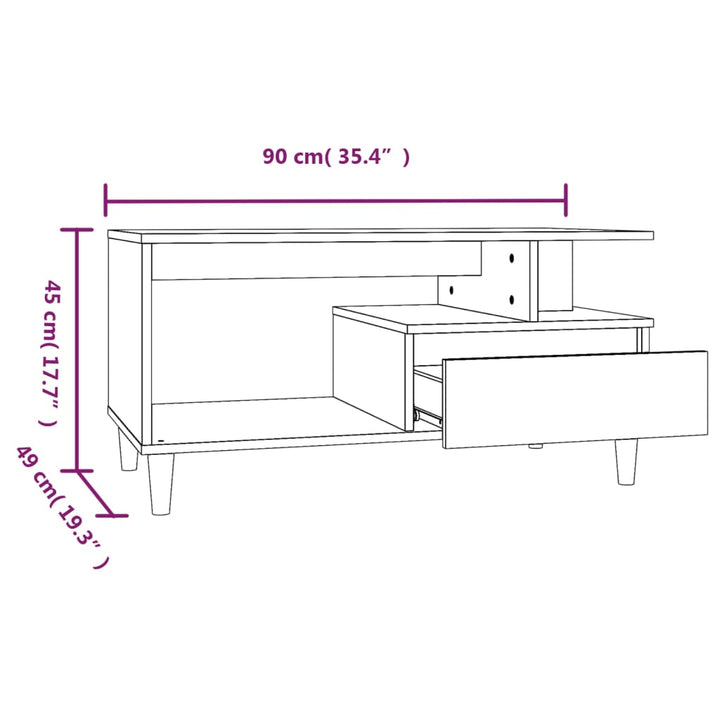 Salontafel 90x49x45 cm bewerkt hout wit