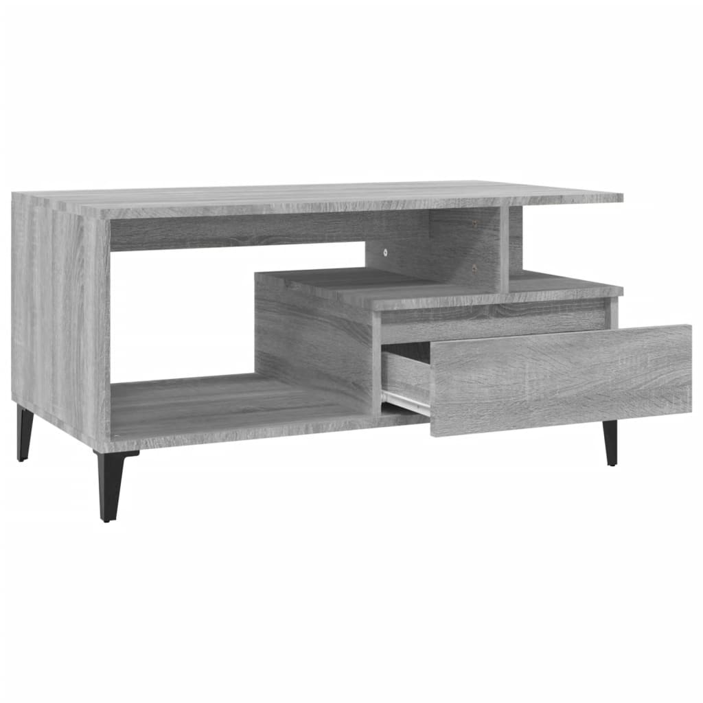 Salontafel 90x49x45 cm bewerkt hout grijs sonoma