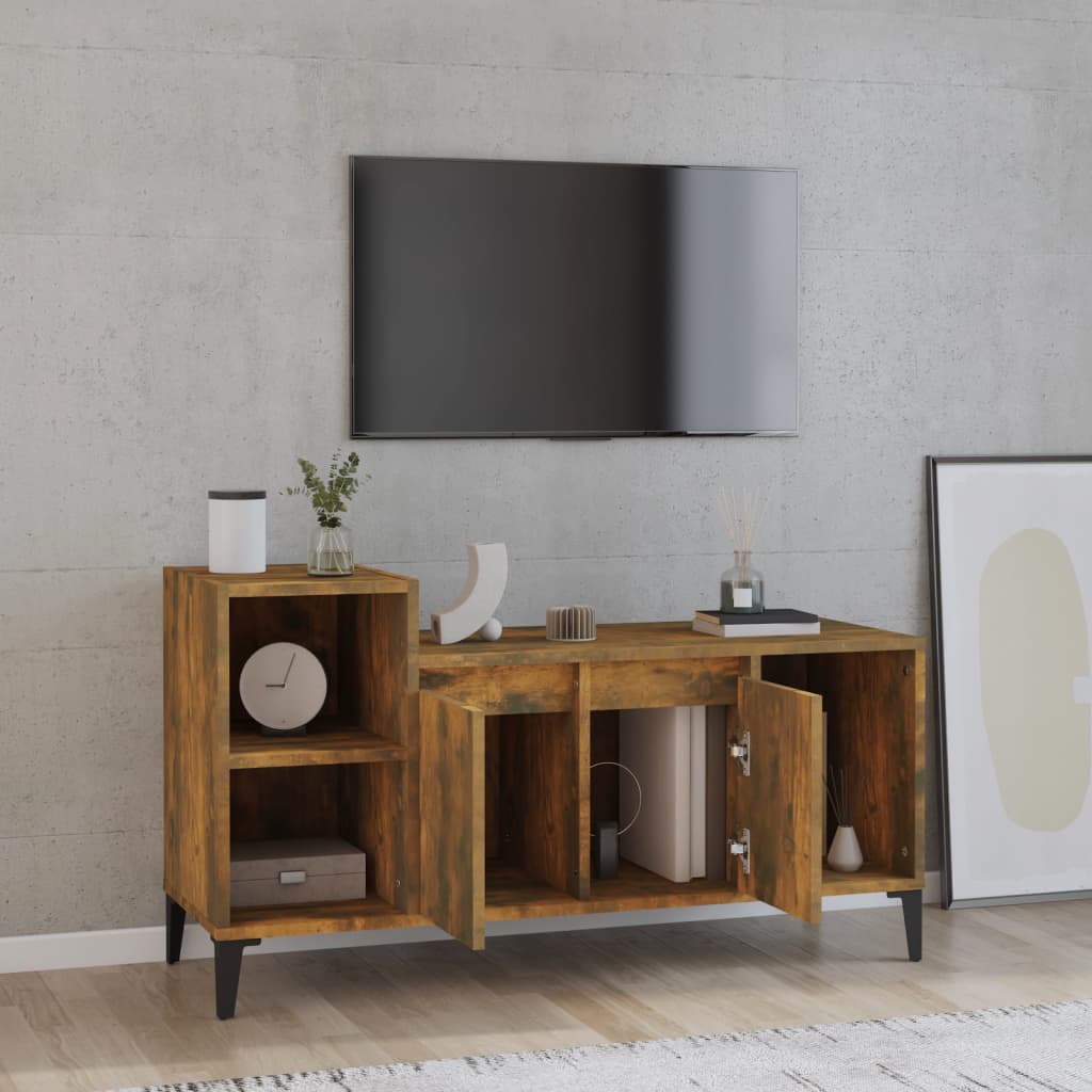 Tv-meubel 100x35x55 cm bewerkt hout gerookt eikenkleurig