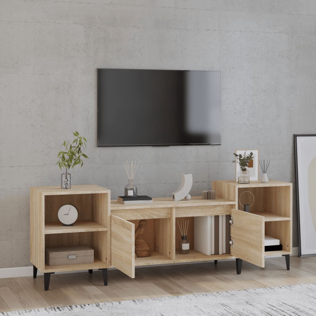 Tv-meubel 160x35x55 cm bewerkt hout sonoma eikenkleurig